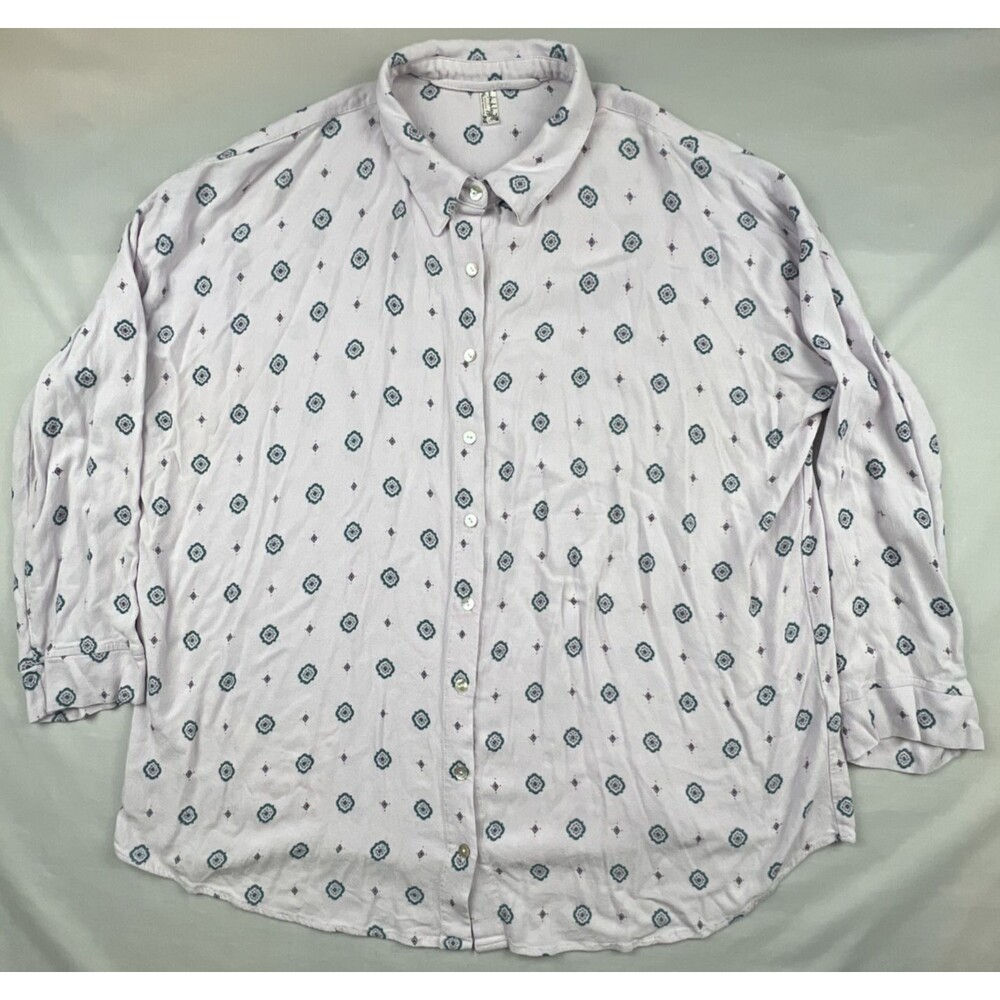Intimately Free People Lilac Womens Oversized Button Up Shirt Small Long Sleeve